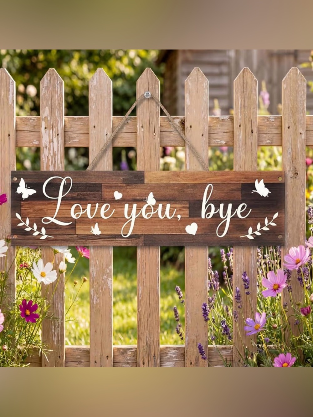 🎁 * New! Love You Bye Wood Sign Wall Decor 16 x 4 Inch - Picture 2 of 2